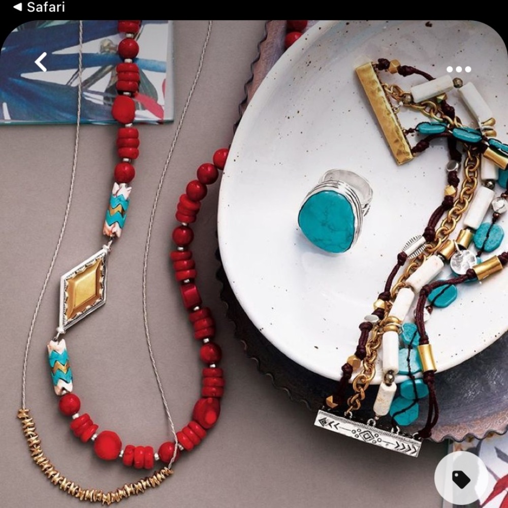 EUC Silpada ‘Under The Sun’ red coral howlite necklace Brass & Sterling N3245
